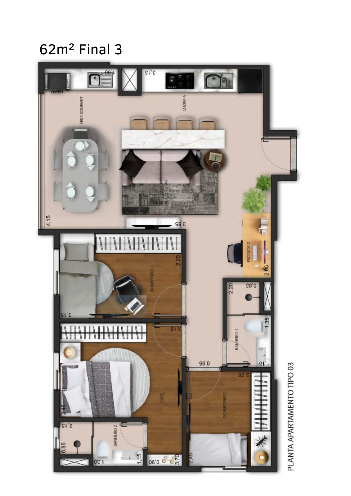 Apartamento à venda com 62m², 3 quartos com vaga - 14