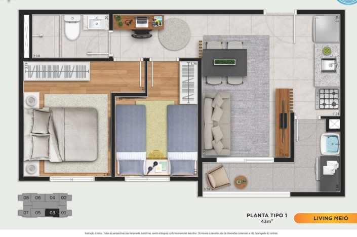 Apartamento à venda com 43m², 2 quartos sem vaga - 17