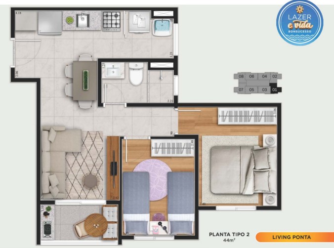 Apartamento à venda com 44m², 2 quartos com vaga - 17