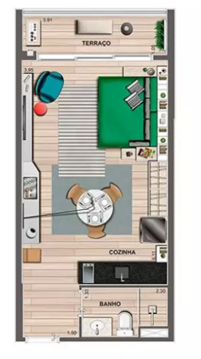 Apartamento à venda com 37m², 1 quarto sem vaga - 50