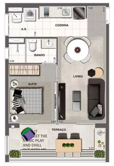 Apartamento à venda com 49m², 1 quarto com vaga - 50