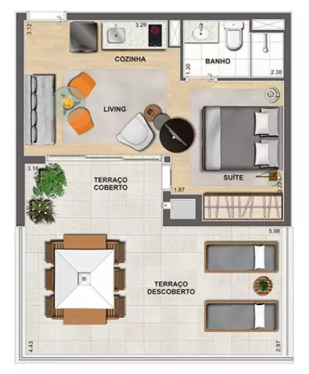 Apartamento à venda com 51m², 1 quarto com vaga - 50