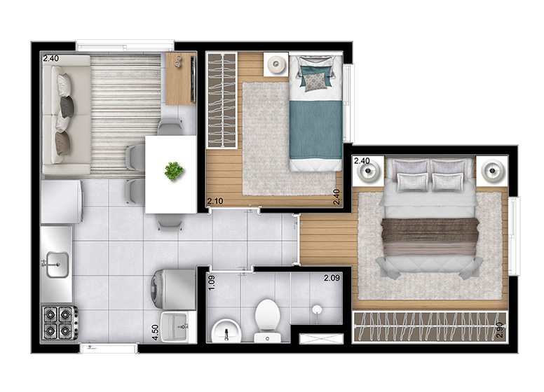 Apartamento à venda com 31m², 2 quartos sem vaga - 10