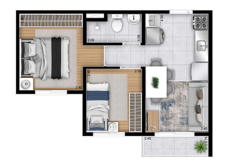 Apartamento à venda com 33m², 2 quartos sem vaga - 10