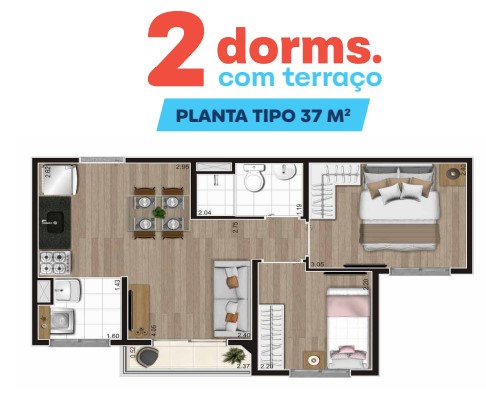 Apartamento à venda com 37m², 2 quartos com vaga - 16