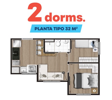 Apartamento à venda com 32m², 2 quartos sem vaga - 16