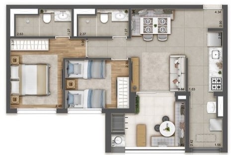 Apartamento à venda com 63m², 2 quartos com vaga - 22