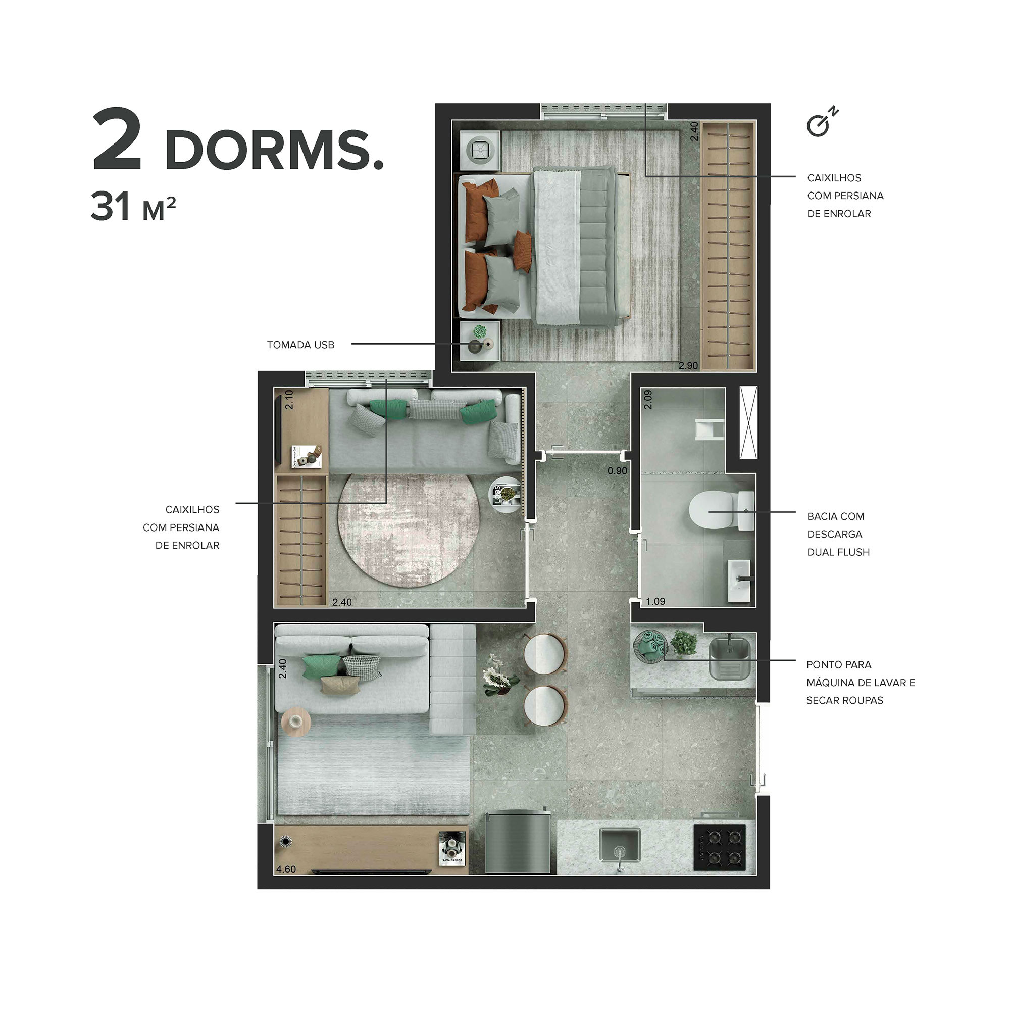 Apartamento à venda com 31m², 2 quartos sem vaga - 24