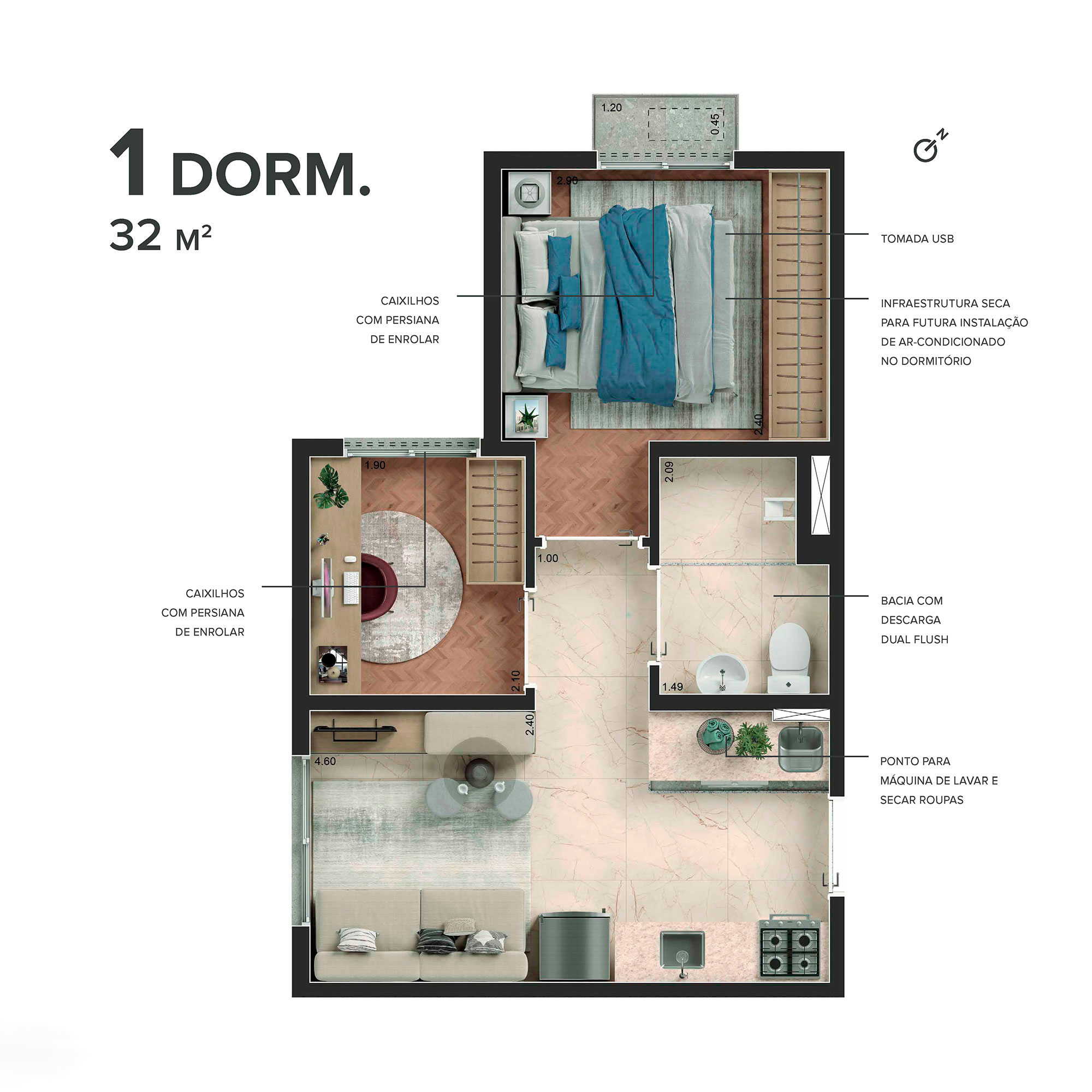 Apartamento à venda com 32m², 1 quarto sem vaga - 24