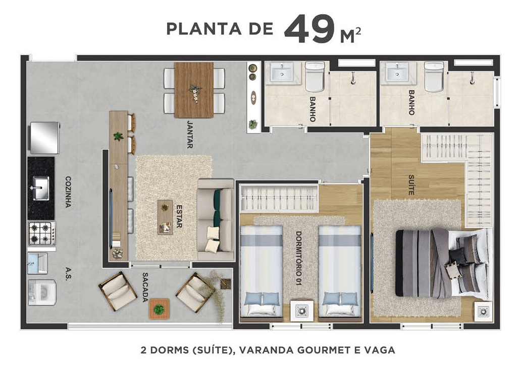 Apartamento à venda com 47m², 2 quartos com vaga - 24