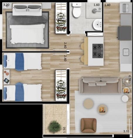 Apartamento à venda com 42m², 2 quartos com vaga - 17