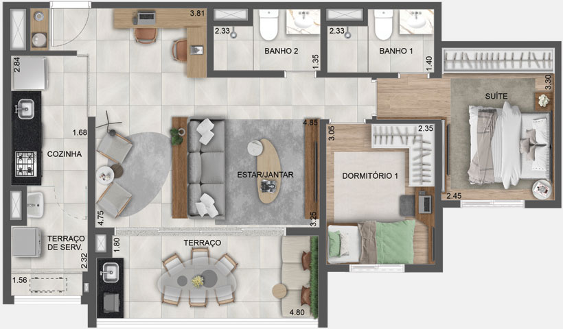 Apartamento à venda com 71m², 2 quartos com vaga - 24