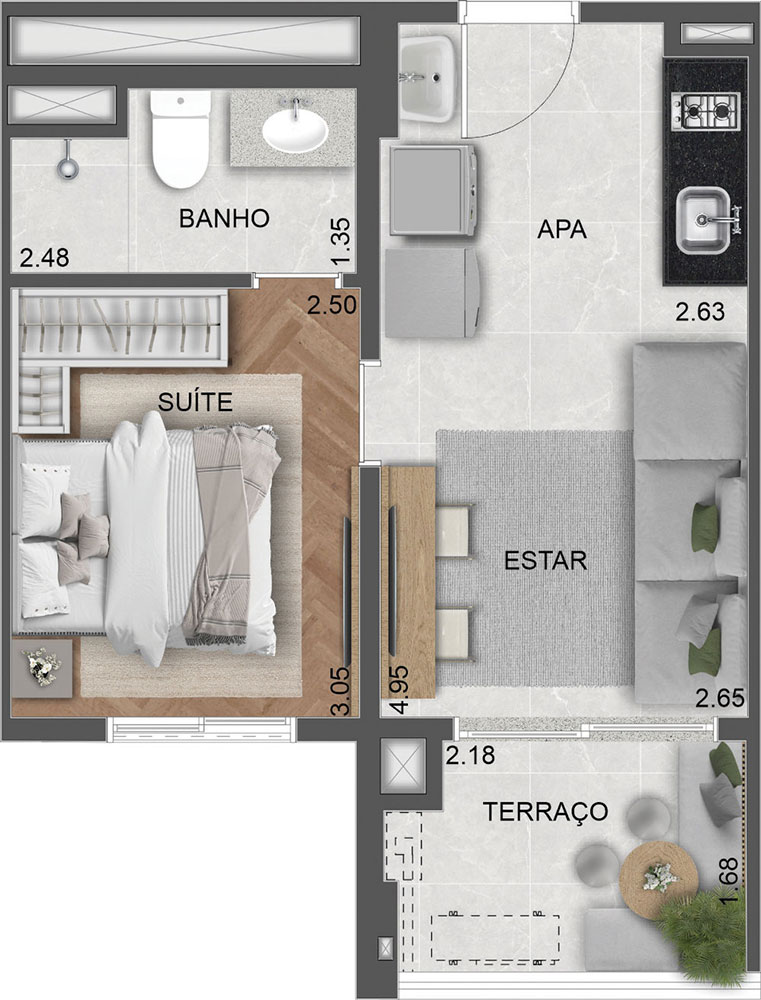 Apartamento à venda com 32m², 1 quarto sem vaga - 24