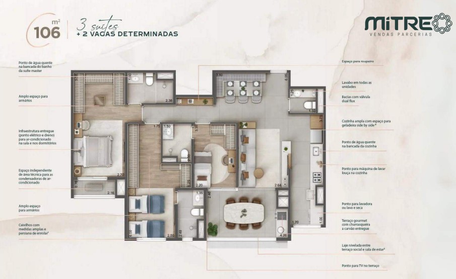 Apartamento à venda com 106m², 3 quartos com vaga - 18