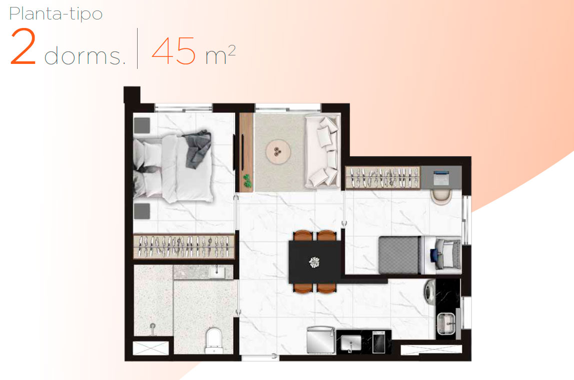 Apartamento à venda com 45m², 2 quartos sem vaga - 28