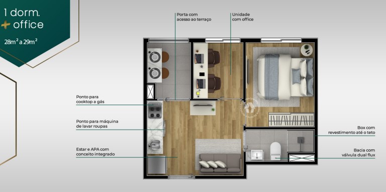Apartamento à venda com 28m², 1 quarto sem vaga - 26