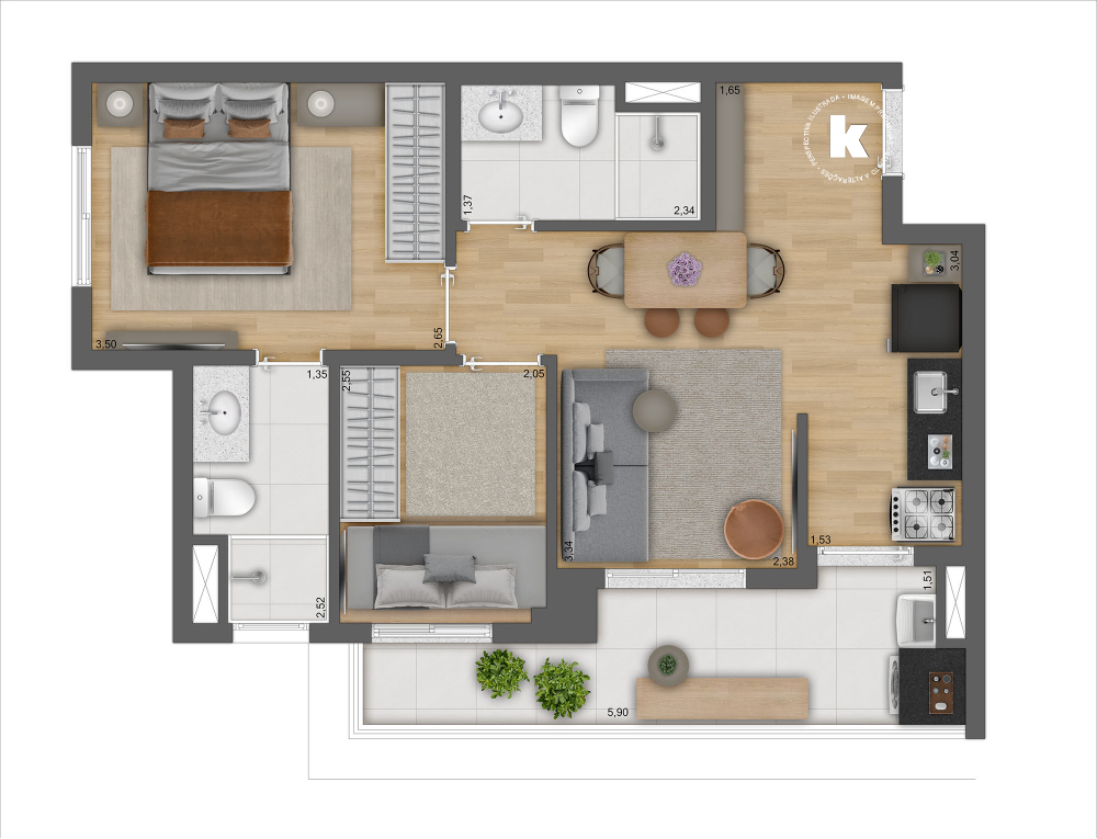 Apartamento à venda com 52m², 2 quartos com vaga - 26