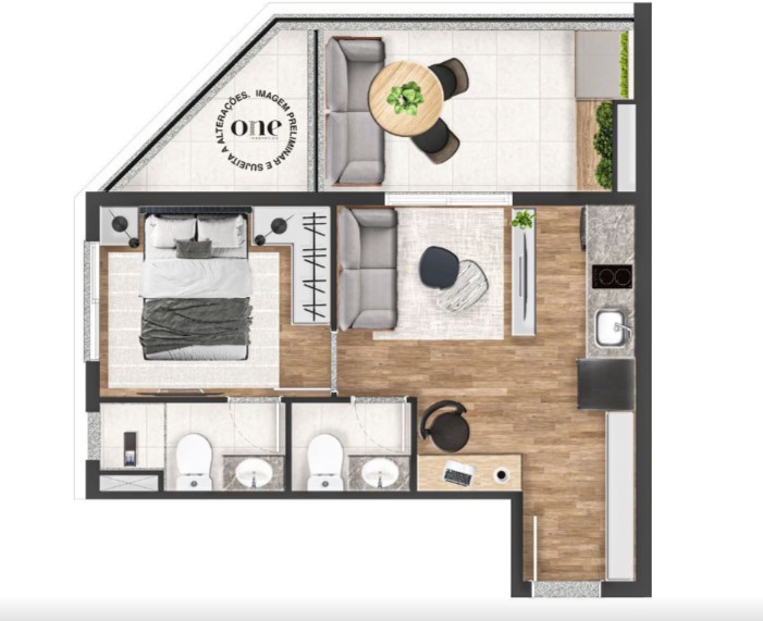 Apartamento à venda com 38m², 1 quarto sem vaga - 8