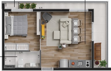 Apartamento à venda com 35m², 1 quarto sem vaga - 24