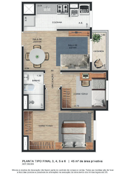 Apartamento à venda com 45m², 2 quartos com vaga - 23