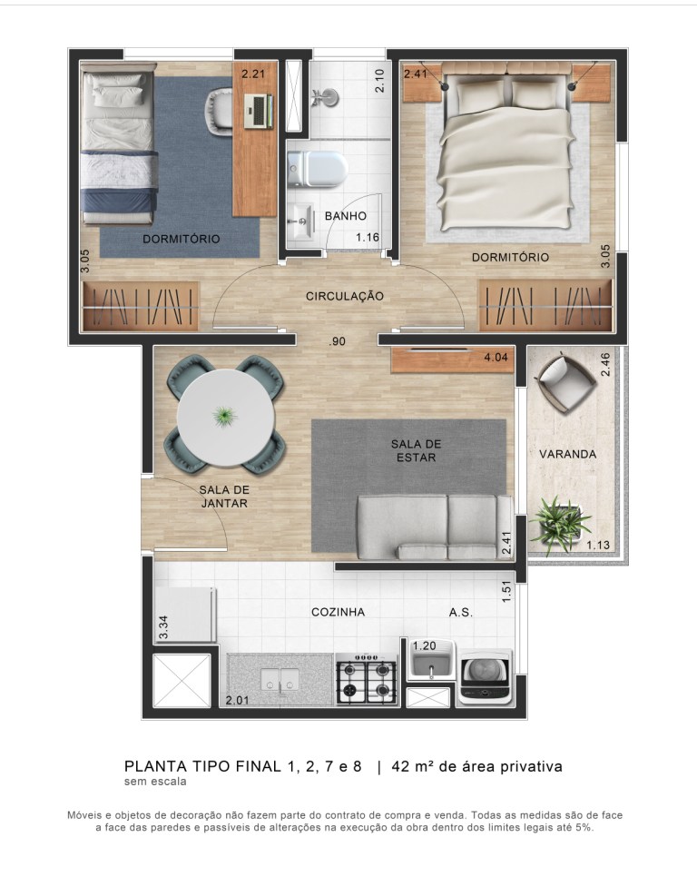 Apartamento à venda com 42m², 2 quartos sem vaga - 23