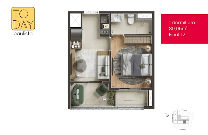 Apartamento à venda com 30m², 1 quarto sem vaga - 8