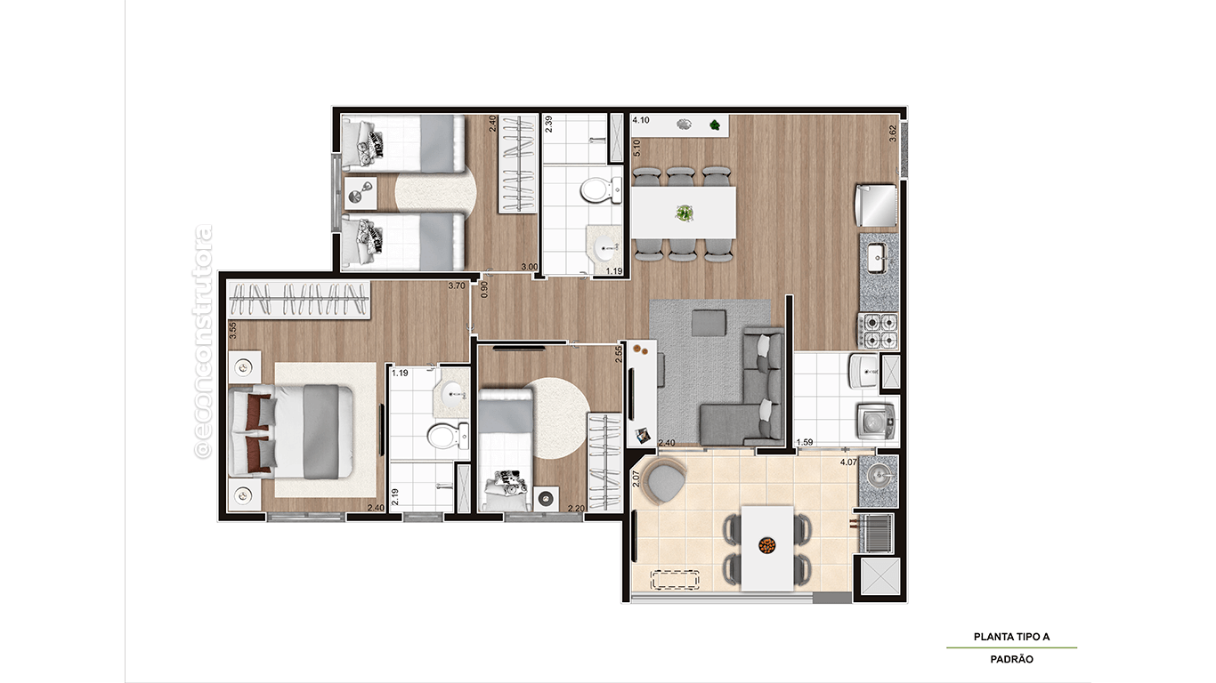 Apartamento à venda com 67m², 3 quartos com vaga - 15