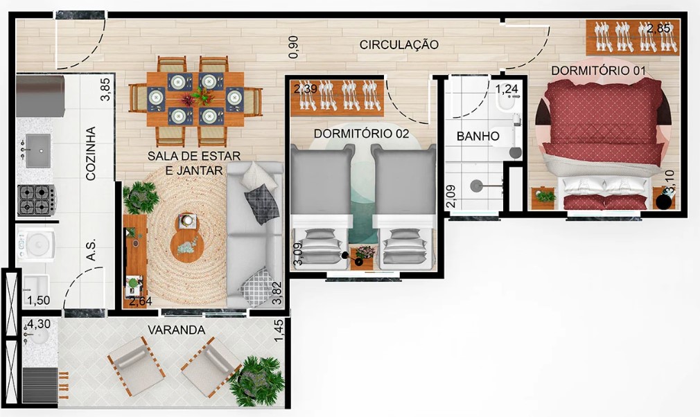 Apartamento à venda com 54m², 2 quartos sem vaga - 17