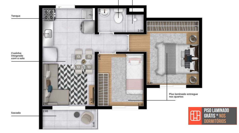 Apartamento à venda com 35m², 2 quartos sem vaga - 21