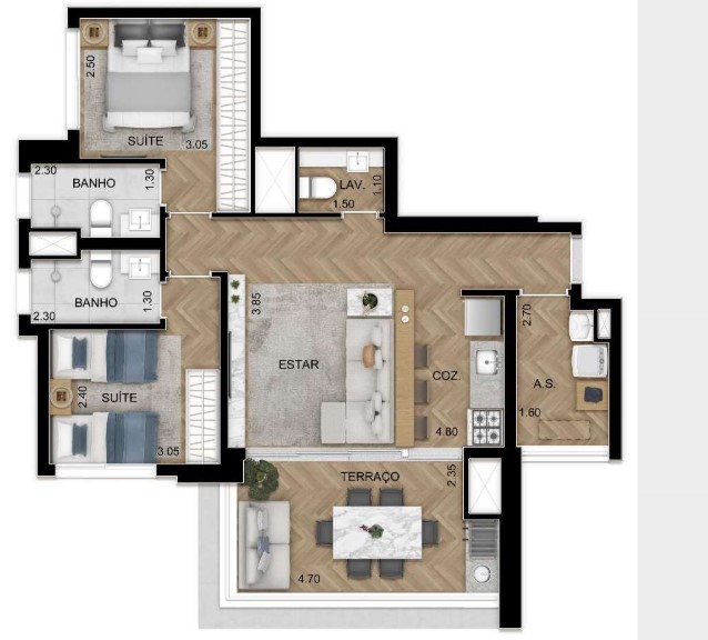 Apartamento à venda com 78m², 2 quartos com vaga - 28