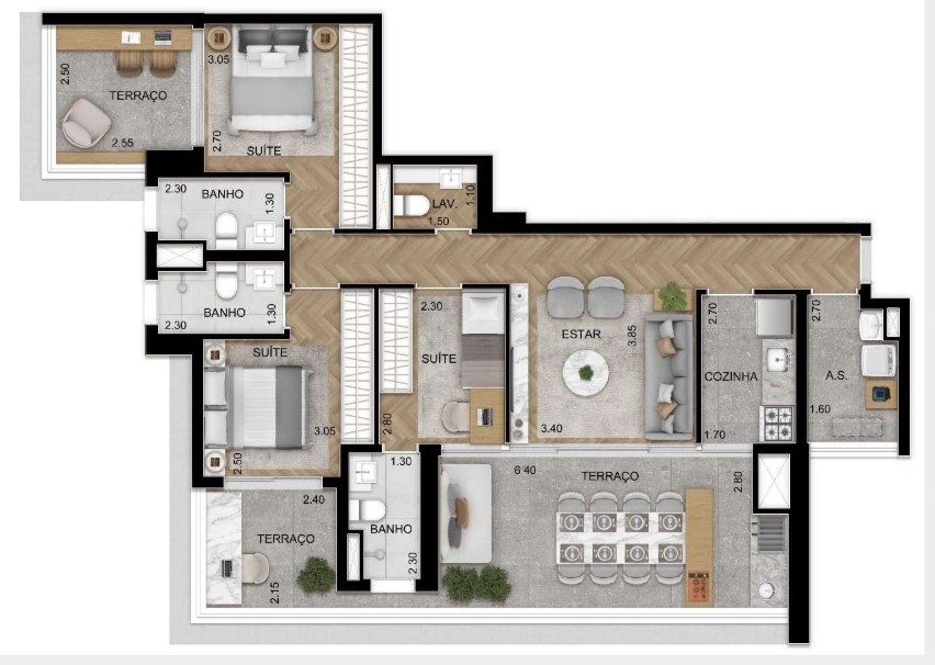 Apartamento à venda com 119m², 3 quartos com vaga - 27