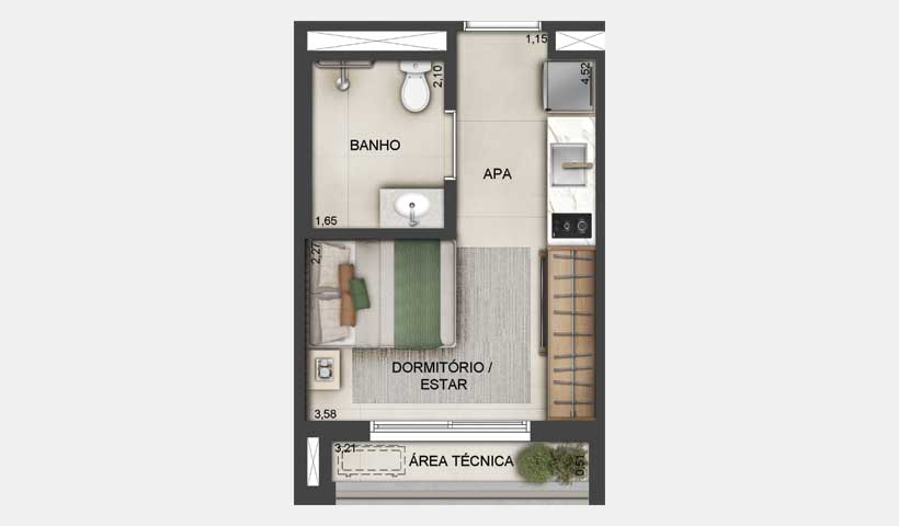 Studio à venda com 22m², 0 quartos sem vaga - 14