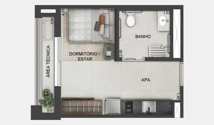 Studio à venda com 22m², 0 quartos sem vaga - 13