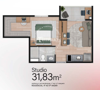 Studio à venda com 31m², 0 quartos com vaga - 22