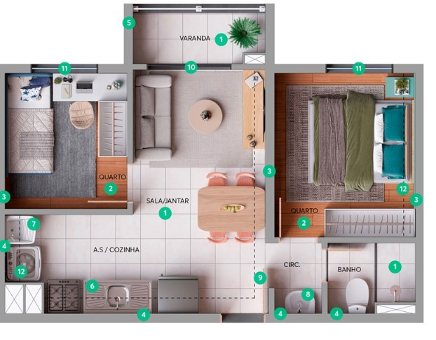 Apartamento à venda com 35m², 2 quartos sem vaga - 11