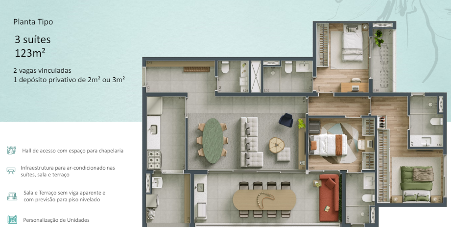 Apartamento à venda com 123m², 3 quartos com vaga - 27