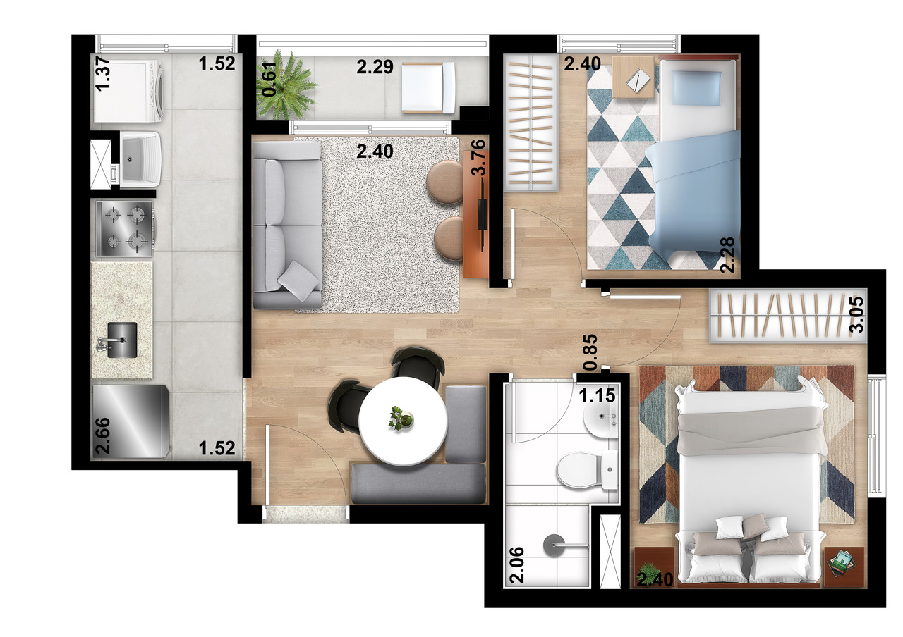Apartamento à venda com 39m², 2 quartos sem vaga - 16