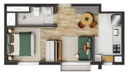Apartamento à venda com 31m², 1 quarto sem vaga - 15