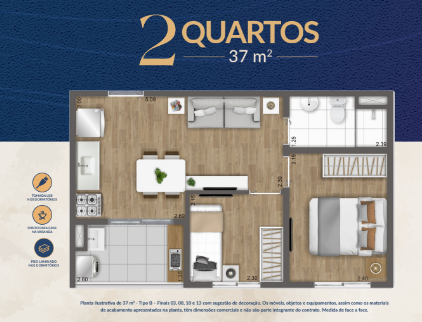 Apartamento à venda com 37m², 2 quartos sem vaga - 16