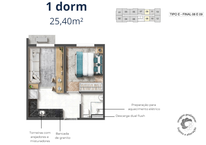 Apartamento à venda com 25m², 1 quarto sem vaga - 15