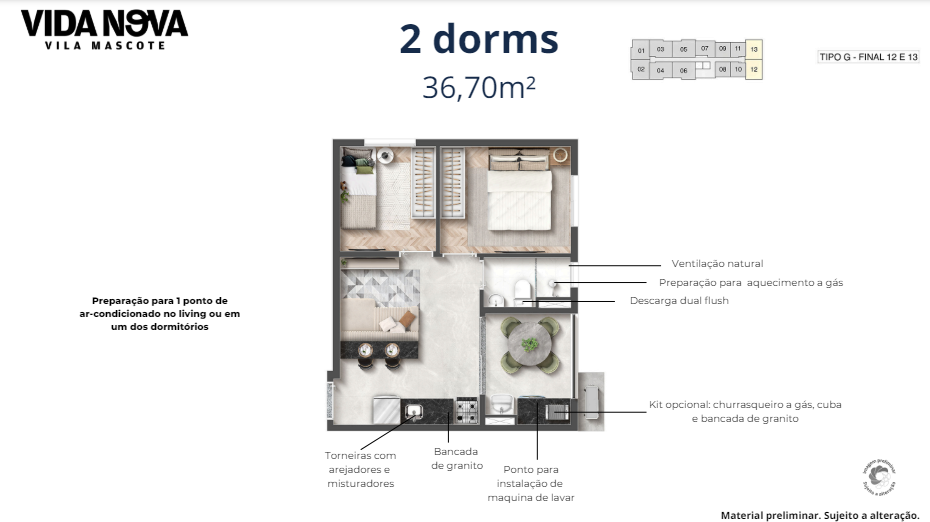 Apartamento à venda com 36m², 2 quartos com vaga - 15