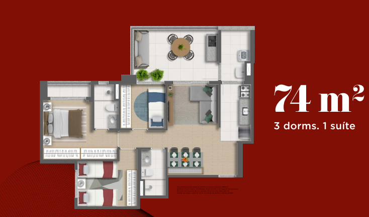 Apartamento à venda com 74m², 3 quartos com vaga - 10