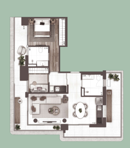 Apartamento à venda com 106m², 1 quarto sem vaga - 21