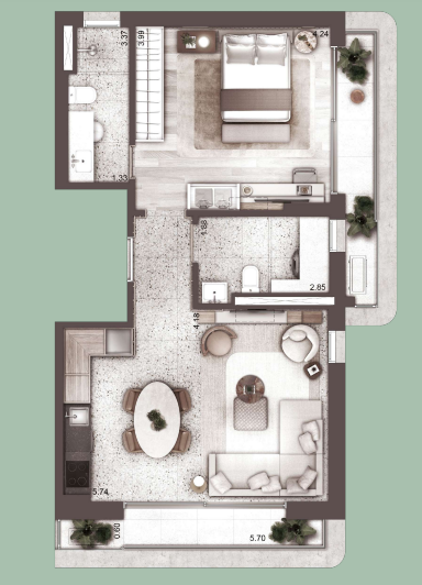 Apartamento à venda com 72m², 1 quarto sem vaga - 21