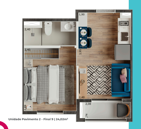 Apartamento à venda com 24m², 1 quarto sem vaga - 16