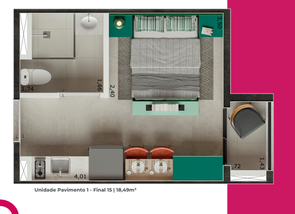 Studio à venda com 18m², 0 quartos sem vaga - 16