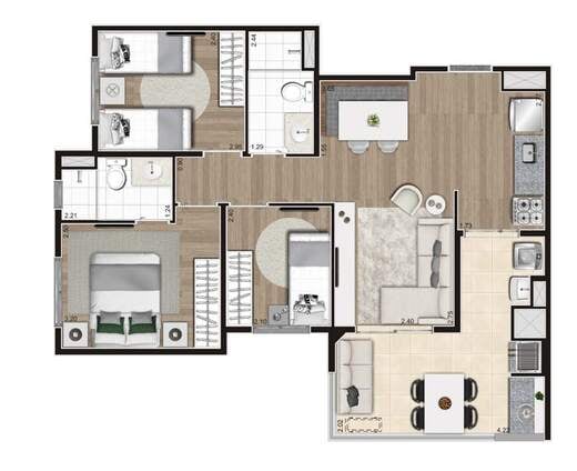 Apartamento à venda com 67m², 2 quartos com vaga - 24