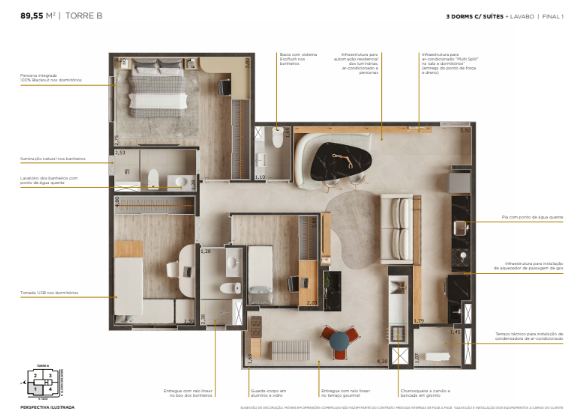 Apartamento à venda com 89m², 3 quartos com vaga - 39