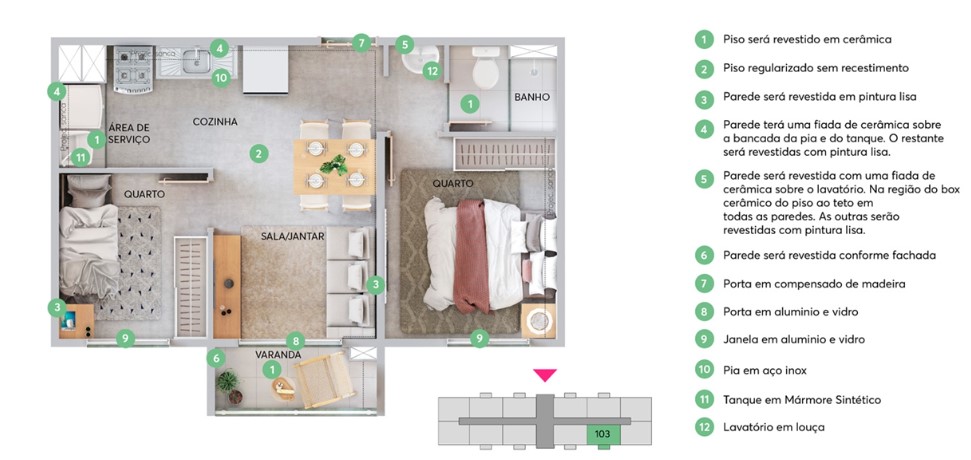 Apartamento à venda com 32m², 2 quartos sem vaga - 10