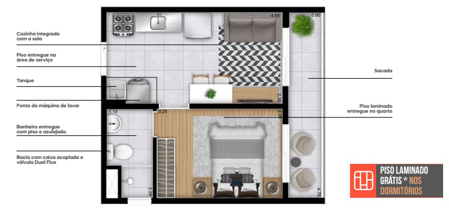 Apartamento à venda com 29m², 1 quarto sem vaga - 20